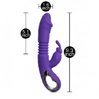 Thrusting Rabbit Vibe. 12 Thrusting & 12 Vibrating Functions, Heating, Silicone, Rechargeable, PURPLE